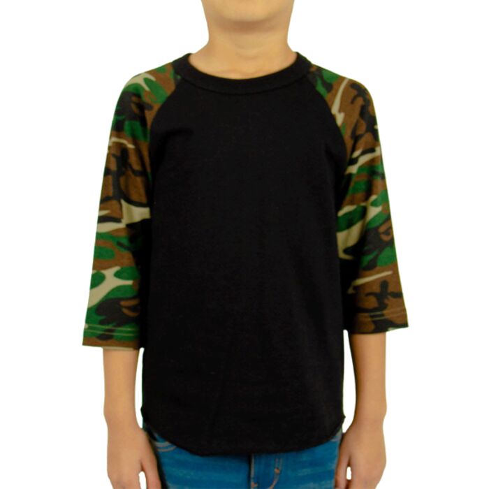 Youth Three-Quarter Sleeve Camo Raglan T-Shirt Thumbnail