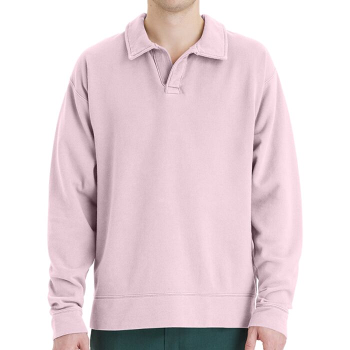 Unisex Garment Dye Polo Collar Sweatshirt Thumbnail