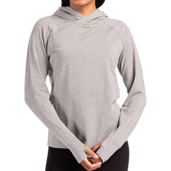 Cutter & Buck Adapt Knit Recycled Womens Heathered Hooded Pullover Thumbnail