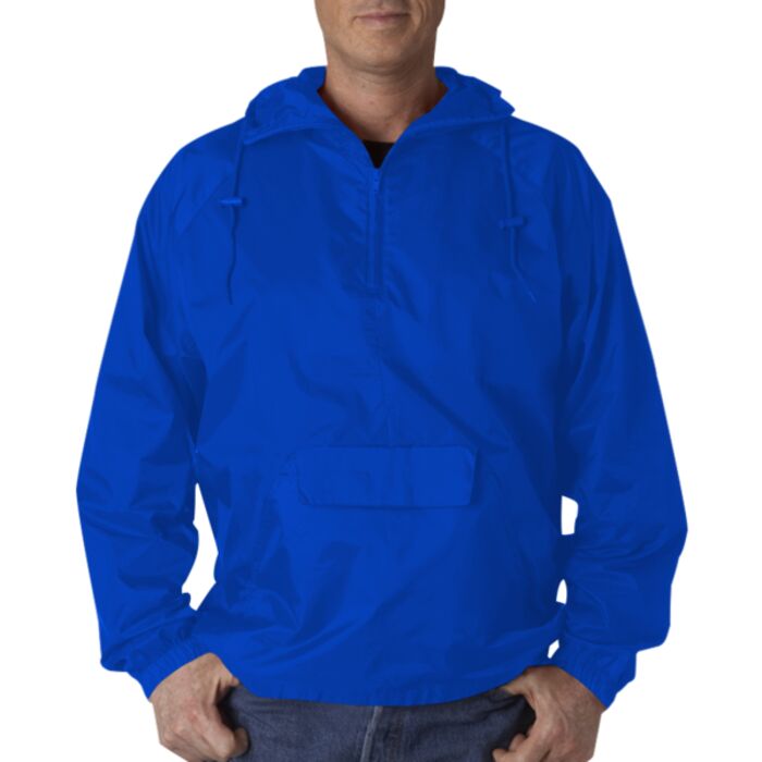 UltraClub Adult 1/4-Zip Hooded Pullover Pack-Away Jacket Thumbnail