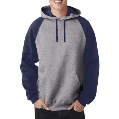 Adult NuBlend&reg; Color Block Raglan Hooded Sweatshirt Thumbnail