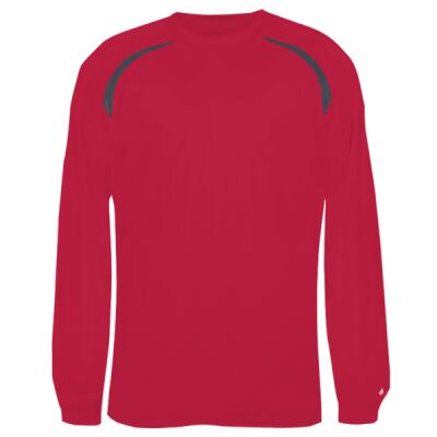 Adult Long-Sleeve Performance Tee with Heather Shoulder Inserts Thumbnail