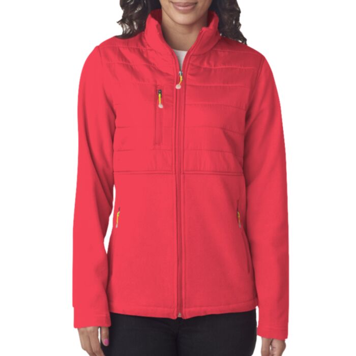 UltraClub Ladies' Fleece Jacket with Quilted Yoke Overlay Thumbnail