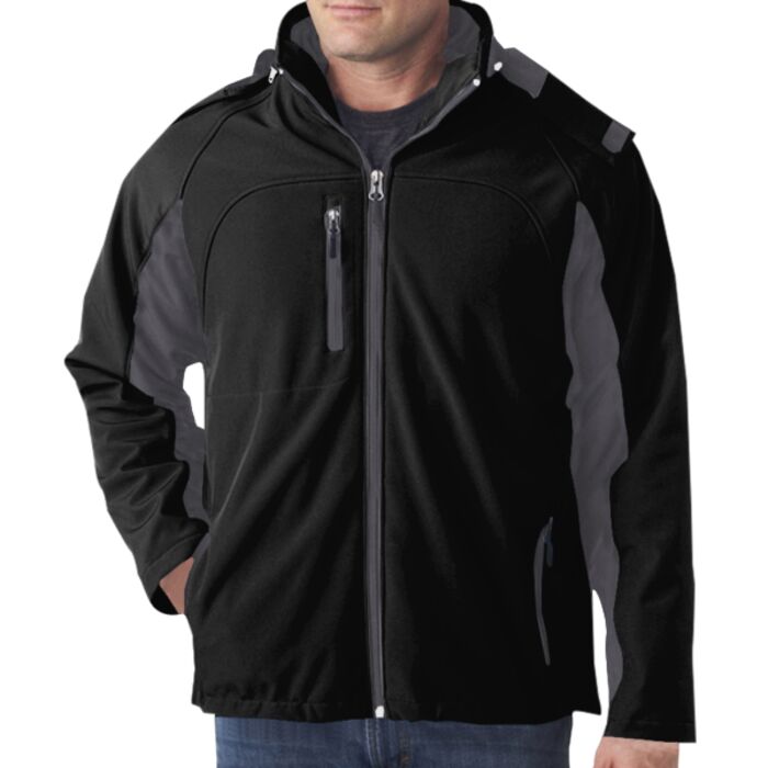UltraClub Adult Color Block 3-in-1 Systems Hooded Soft Shell Jacket Thumbnail