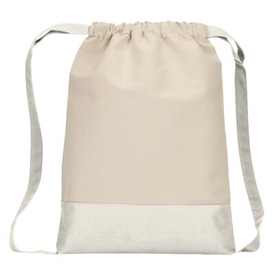 UltraClub Contrast Bottom Cotton Canvas Drawstring Pack Thumbnail