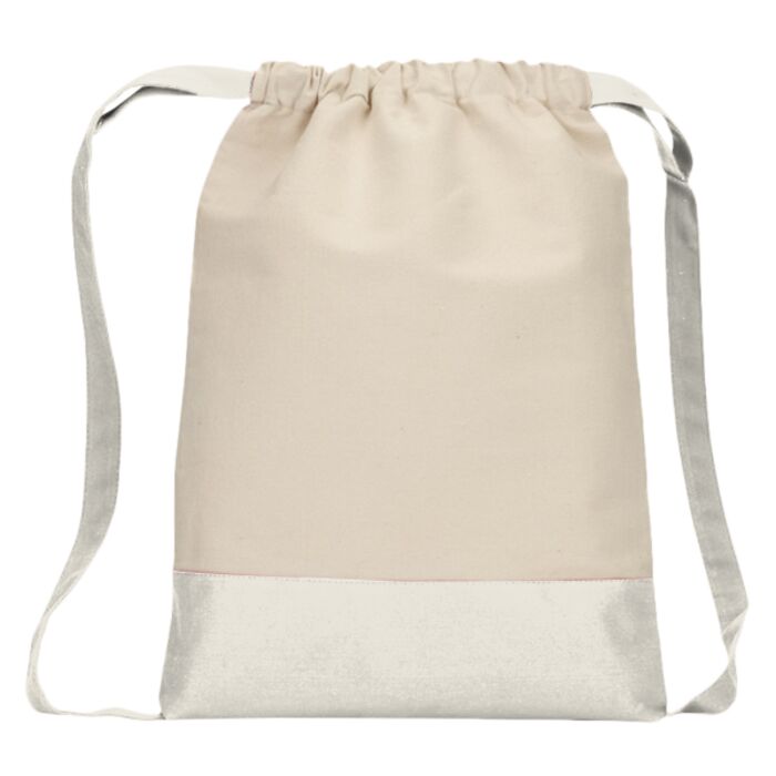 UltraClub Contrast Bottom Cotton Canvas Drawstring Pack Thumbnail