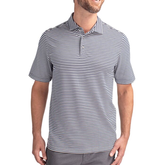 Cutter & Buck Virtue Eco Pique Stripe Recycled Mens Big and Tall Polo Thumbnail