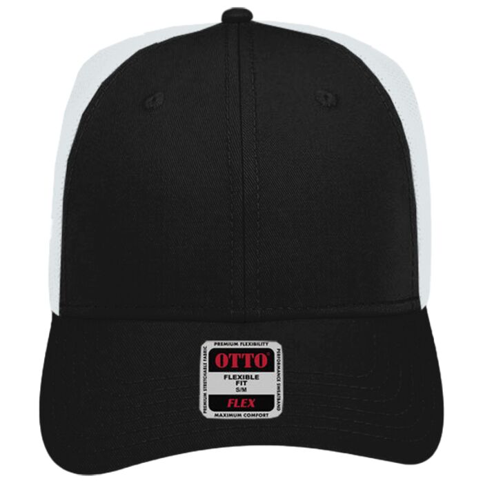 OTTO CAP "OTTO FLEX" Fitted 6 Panel Low Profile Mesh Back Trucker Hat Thumbnail
