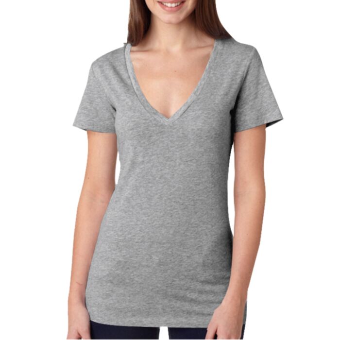 +CANVAS Ladies' Jersey Short-Sleeve Deep V-Neck Tee Thumbnail