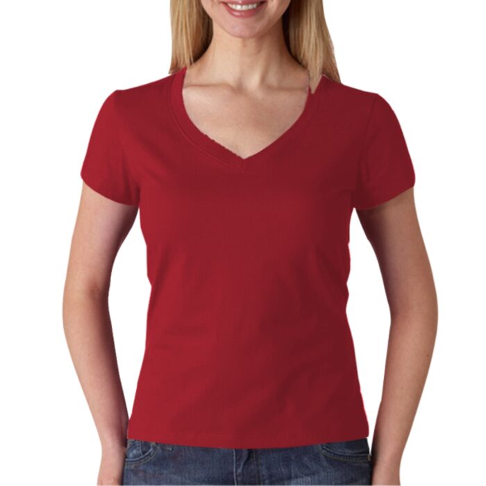 +CANVAS Ladies' Jersey Short-Sleeve V-Neck Tee Thumbnail