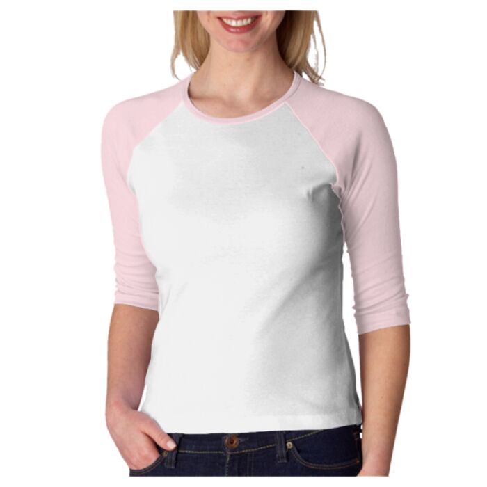 +CANVAS Ladies' Baby Rib 3/4-Sleeve Contrast Raglan Tee Thumbnail