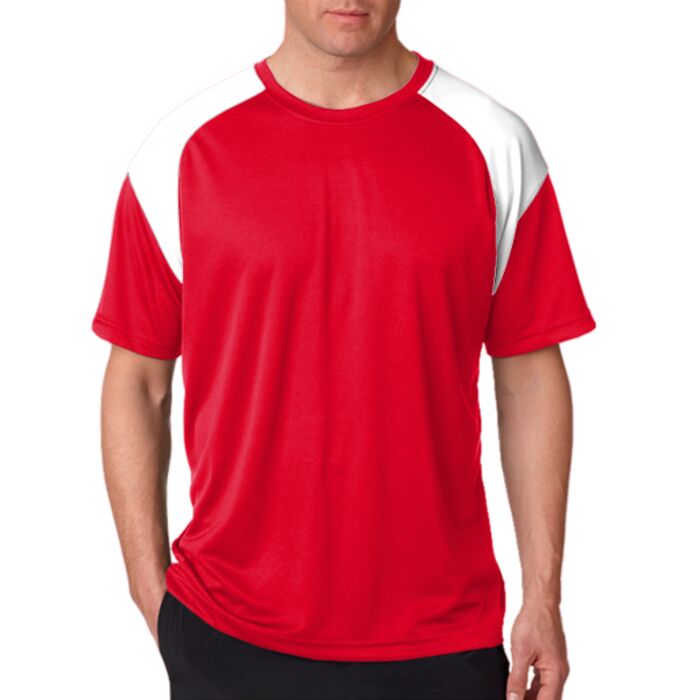UltraClub® Adult Cool & Dry Sport Color Block Tee Thumbnail