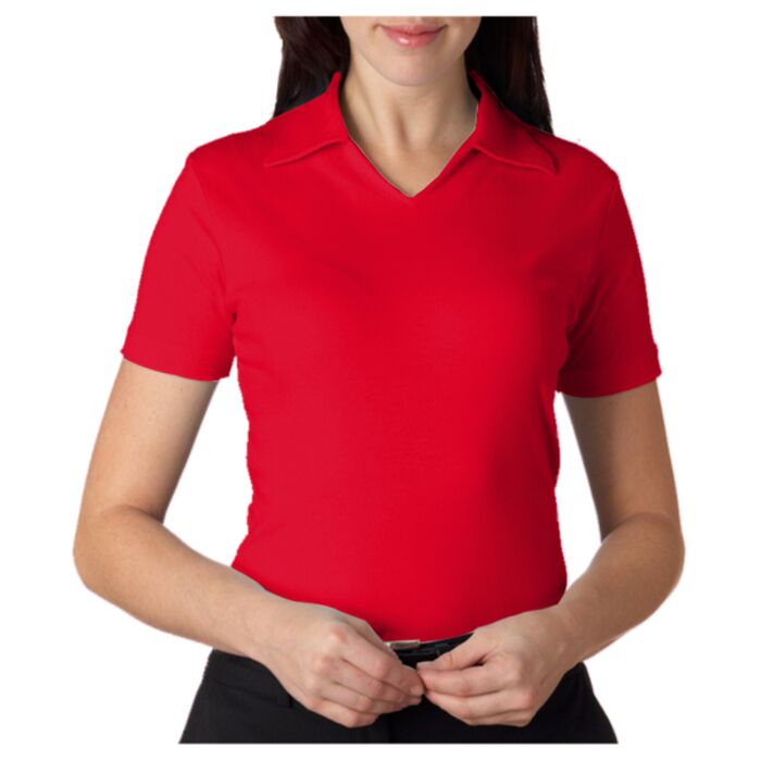 UltraClub Ladies' Egyptian Interlock V-Neck Polo Thumbnail