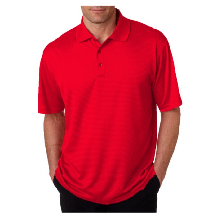 UltraClub® Men's Cool & Dry Elite Mini-Check Jacquard Polo Thumbnail