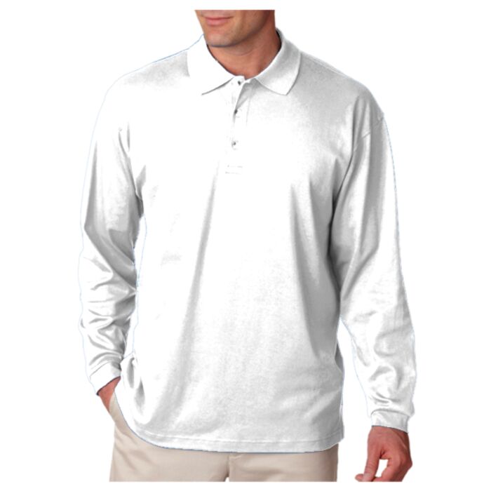UltraClub Men's Egyptian Interlock Long-Sleeve Polo Thumbnail