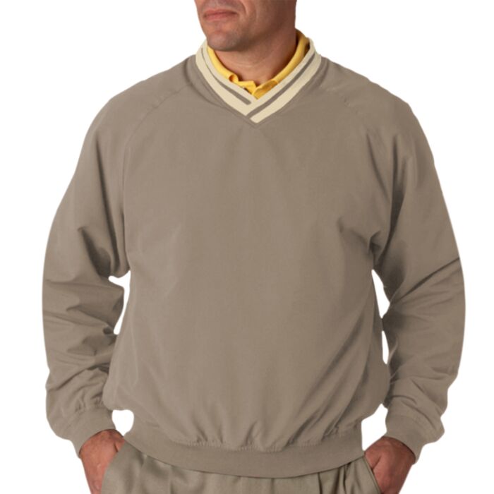 UltraClub Adult Long-Sleeve Microfiber Crossover V-Neck Windshirt Thumbnail