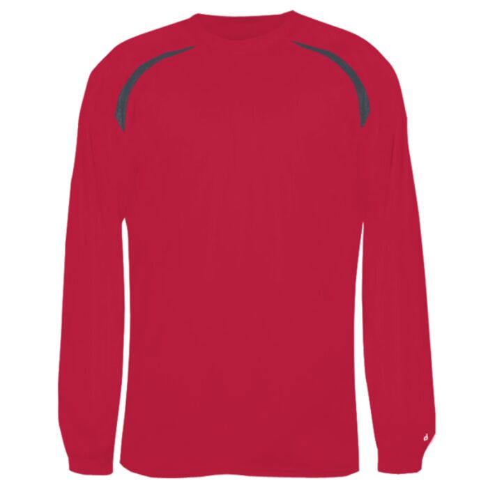 Adult Long-Sleeve Performance Tee with Heather Shoulder Inserts Thumbnail
