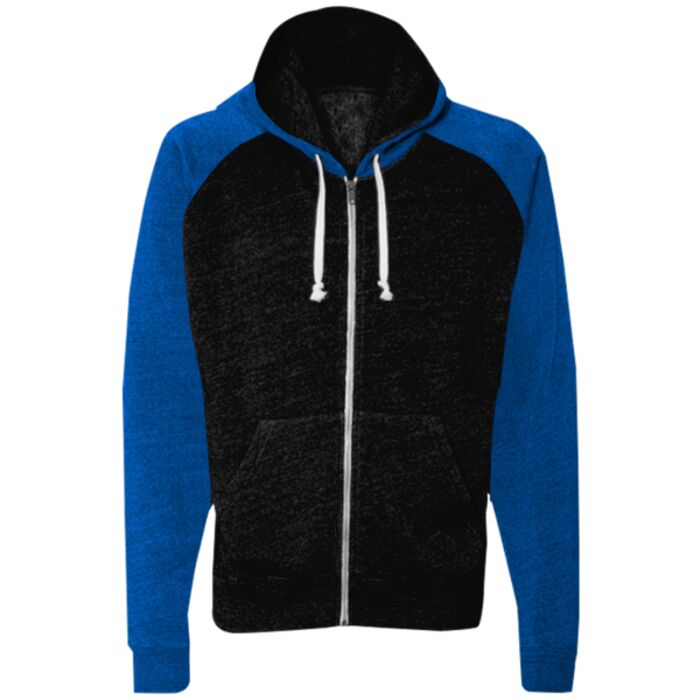 J.America Adult Tri-Blend Color Block Full-Zip Hooded Fleece Thumbnail