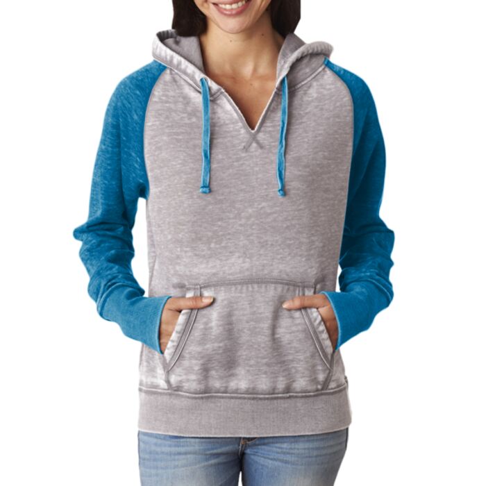 J.America Ladies' Zen Contrast Hooded Fleece Thumbnail