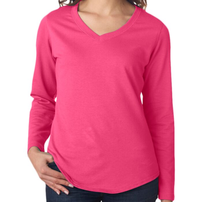 LA T Ladies Lightweight French Terry V-Neck Pullover Thumbnail