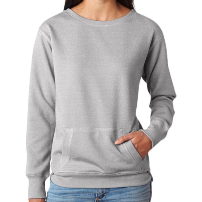 J.America Ladies' Glitter French Terry Crew Thumbnail