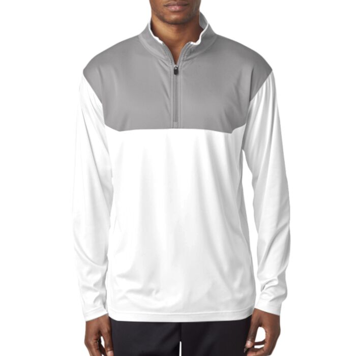 UltraClub&reg; Adult Cool & Dry Sport Color Block 1/4-Zip Pullover Thumbnail