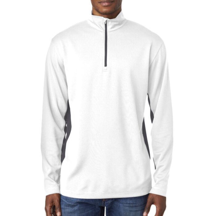 UltraClub Adult 2-Tone Keyhole Mesh 1/4-Zip Pullover Thumbnail