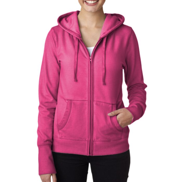 J.America Ladies' Oasis Wash Full-Zip Hooded Fleece Thumbnail