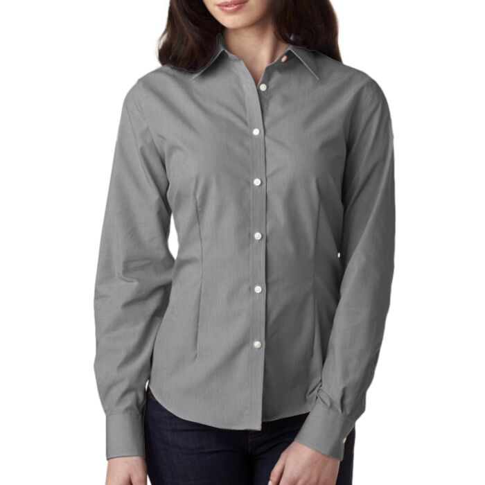 Ladies' Long-Sleeve Non-Iron Feather Stripe Thumbnail