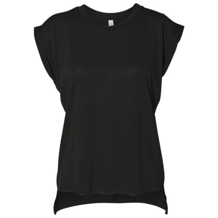 Ladies' Flowy Muscle T-Shirt with Rolled Cuff Thumbnail