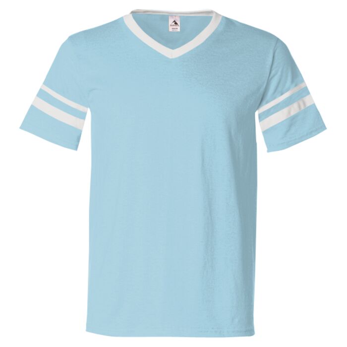 V-Neck Jersey with Striped Sleeves Thumbnail