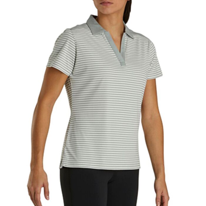 Women's Tonal Stripe Lisle Shirt With Open Neckline Thumbnail